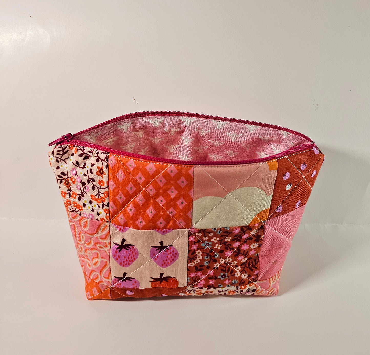 Patchwork Zippered Pouch, Cosmetic Bag, Toiletry Bag, Gifts for Her, Unique Gift, Ruby Star Society, Handmade Quilted Pouch, Christmas Gift