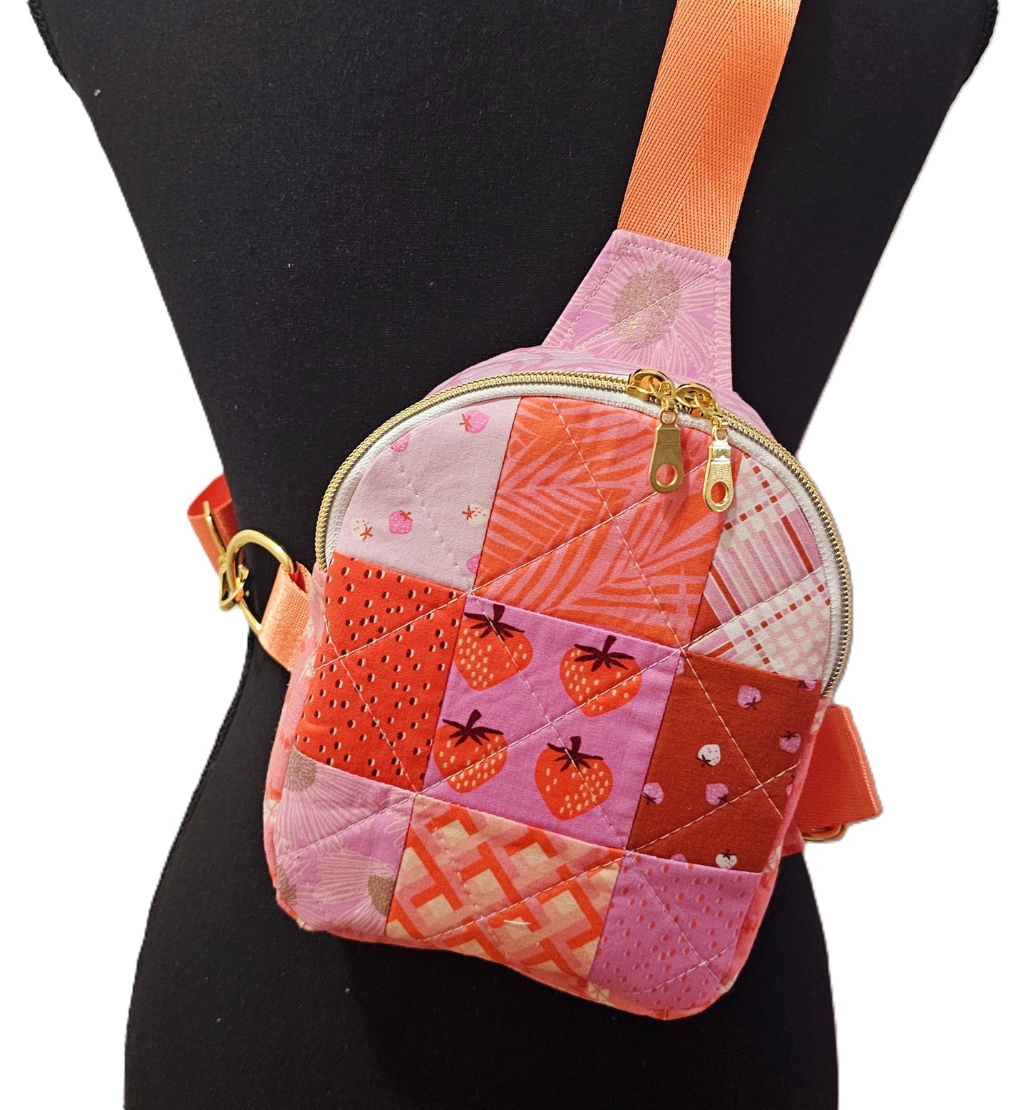 Mini Sling Backpack, Crossbody Backpack, Patchwork Purse, Ruby Star Society, Gift for Girls, Christmas Gift, Strawberry & Friends, Mav Sling