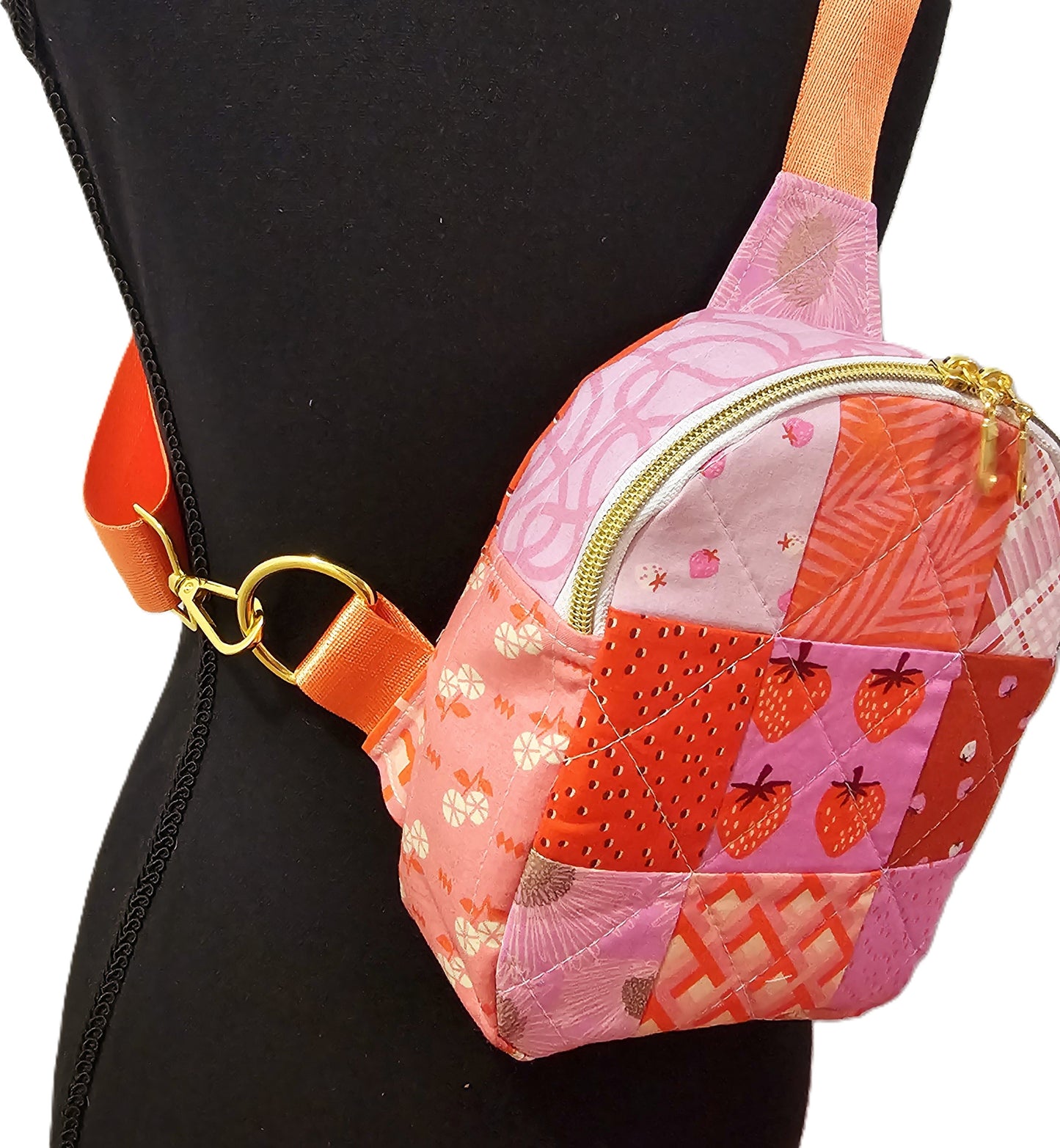 Mini Sling Backpack, Crossbody Backpack, Patchwork Purse, Ruby Star Society, Gift for Girls, Christmas Gift, Strawberry & Friends, Mav Sling