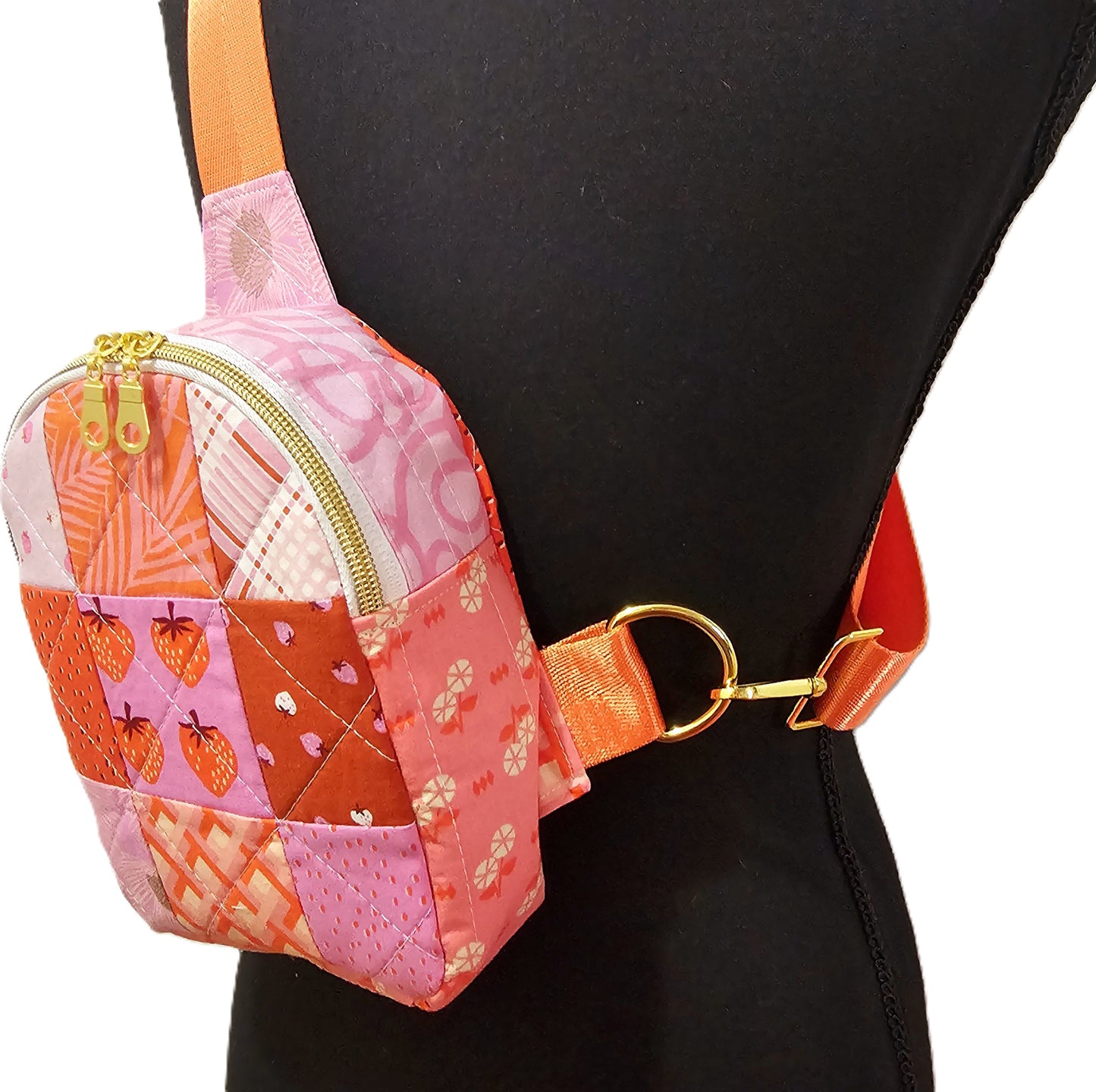 Mini Sling Backpack, Crossbody Backpack, Patchwork Purse, Ruby Star Society, Gift for Girls, Christmas Gift, Strawberry & Friends, Mav Sling