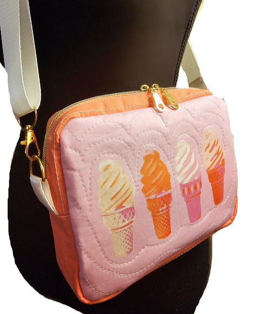 Crossbody Purse, Ruby Star Society, Gift for Girls, Bee Purse, Quilted Bag, Handmade Crossbody, Pink and Navy, Rose Gold Bag, Bee Crossbody