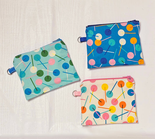 Small Fabric Zipper Pouch, Purse organizer, Candy Pouch, Handmade Lined Zipper Pouch, Gift Card Bag, Lolipop Bag, Ruby Star Society