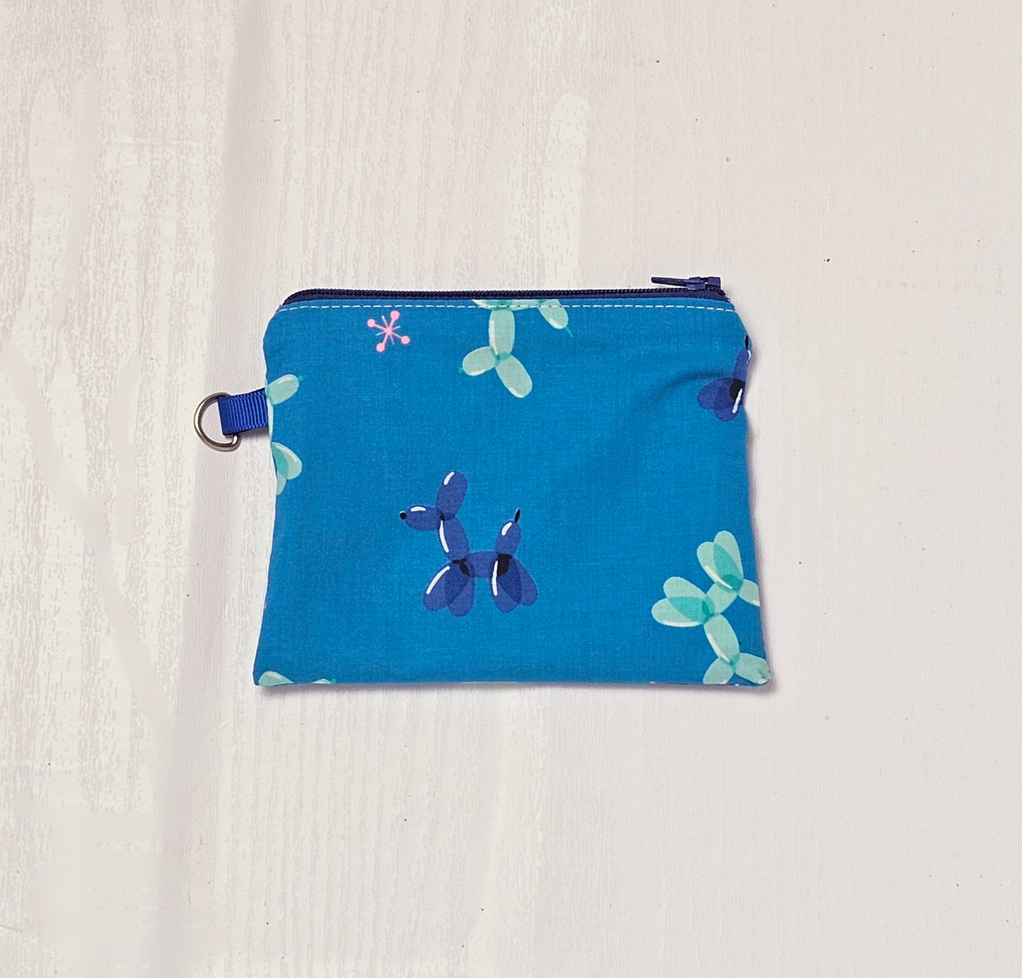 Small Fabric Zipper Pouch, Purse organizer, Candy Pouch, Handmade Lined Zipper Pouch, Gift Card Bag, Balloon Animals Bag, Ruby Star Society