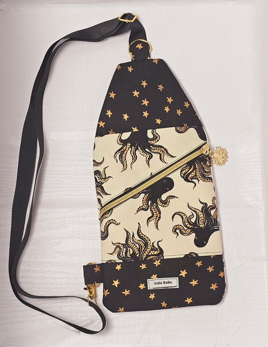 Mini Traveler Sling Bag, Crossbody Bag, Ruby Star Society Purse, Octopus Sling Bag, Handmade Gift Minimalist Crossbody Travel Bag, Beach Bag