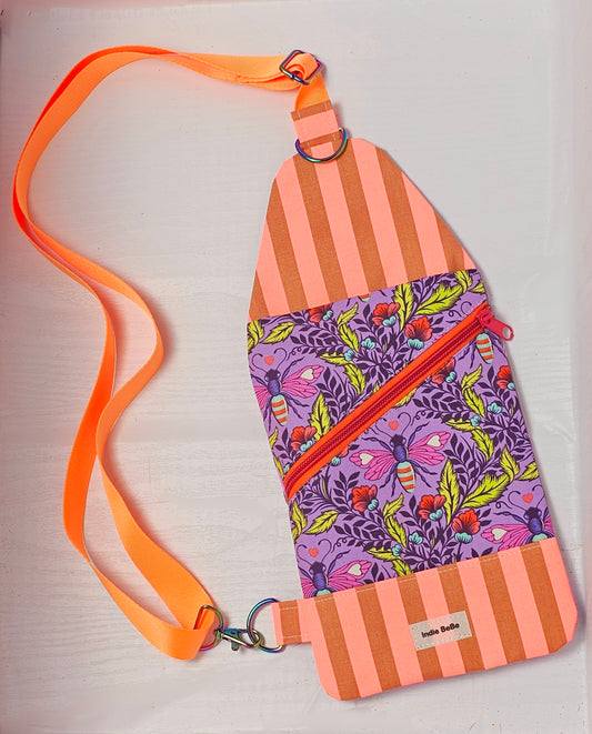 Mini Traveler Sling Bag, Crossbody Bag, Ruby Star Society Purse, Tula Pink Sling Bag, Handmade Gift Minimalist Crossbody Travel Bag, Bee Bag