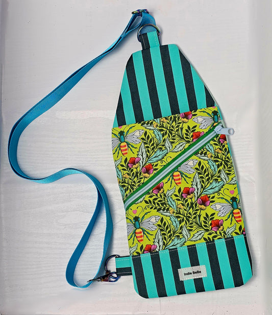 Mini Traveler Sling Bag, Crossbody Bag, Ruby Star Society Purse, Tula Pink Sling Bag, Handmade Gift Minimalist Crossbody Travel Bag, Bee Bag