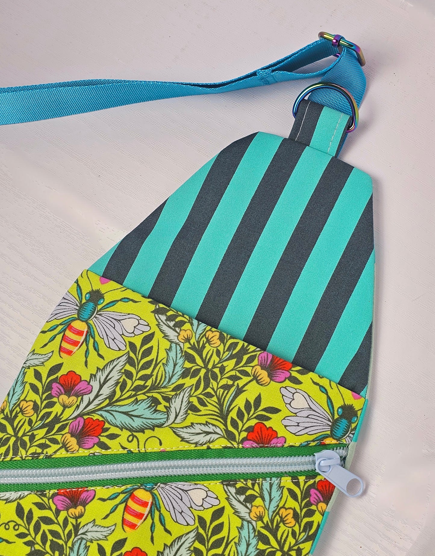 Mini Traveler Sling Bag, Crossbody Bag, Ruby Star Society Purse, Tula Pink Sling Bag, Handmade Gift Minimalist Crossbody Travel Bag, Bee Bag