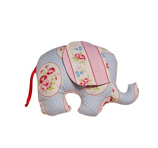 Floral Baby Gift, Stuffed Animal, Plush Elephant, Baby Shower Gift, Vintage Roses, Gifts for Her, Boho Baby Gift, Handmade Plushie