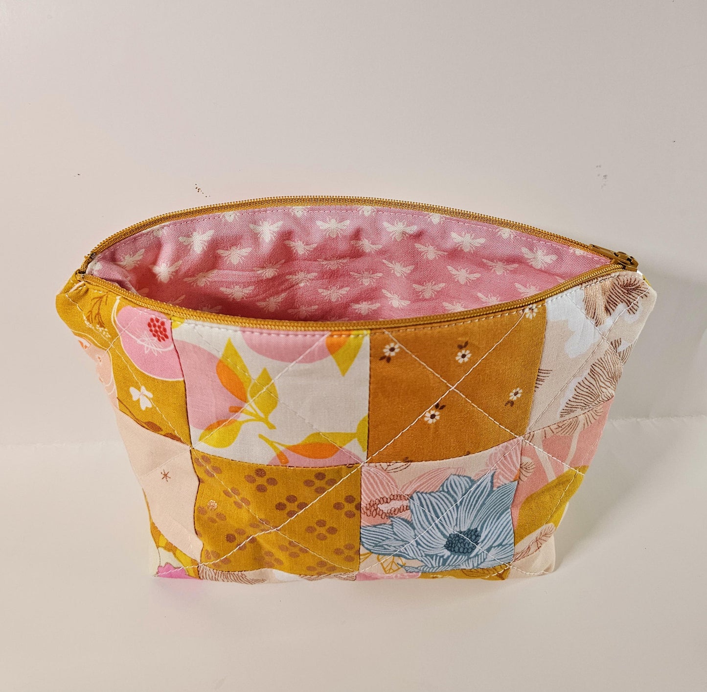 Patchwork Zippered Pouch, Cosmetic Bag, Toiletry Bag, Gifts for Her, Unique Gift, Ruby Star Society, Handmade Quilted Pouch, Christmas Gift