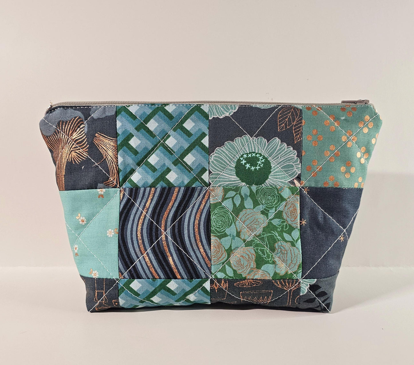 Patchwork Zippered Pouch, Cosmetic Bag, Toiletry Bag, Gifts for Her, Unique Gift, Ruby Star Society, Handmade Quilted Pouch, Christmas Gift