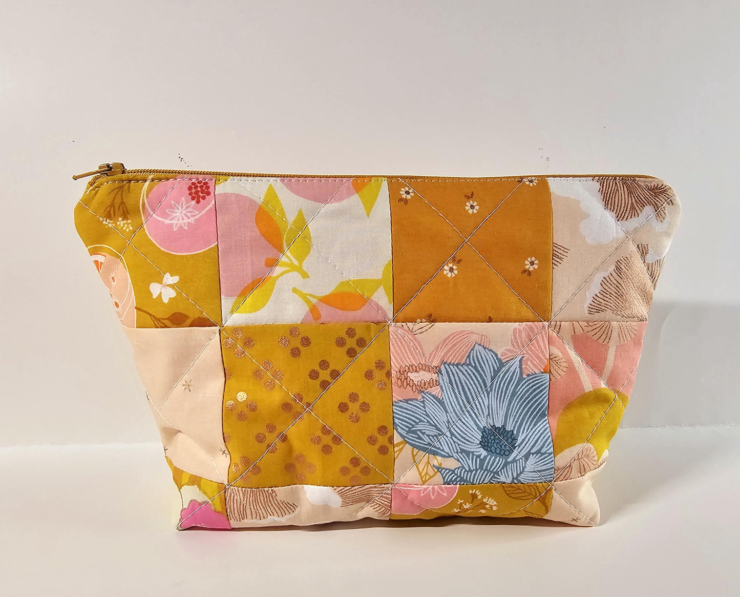 Patchwork Zippered Pouch, Cosmetic Bag, Toiletry Bag, Gifts for Her, Unique Gift, Ruby Star Society, Handmade Quilted Pouch, Christmas Gift