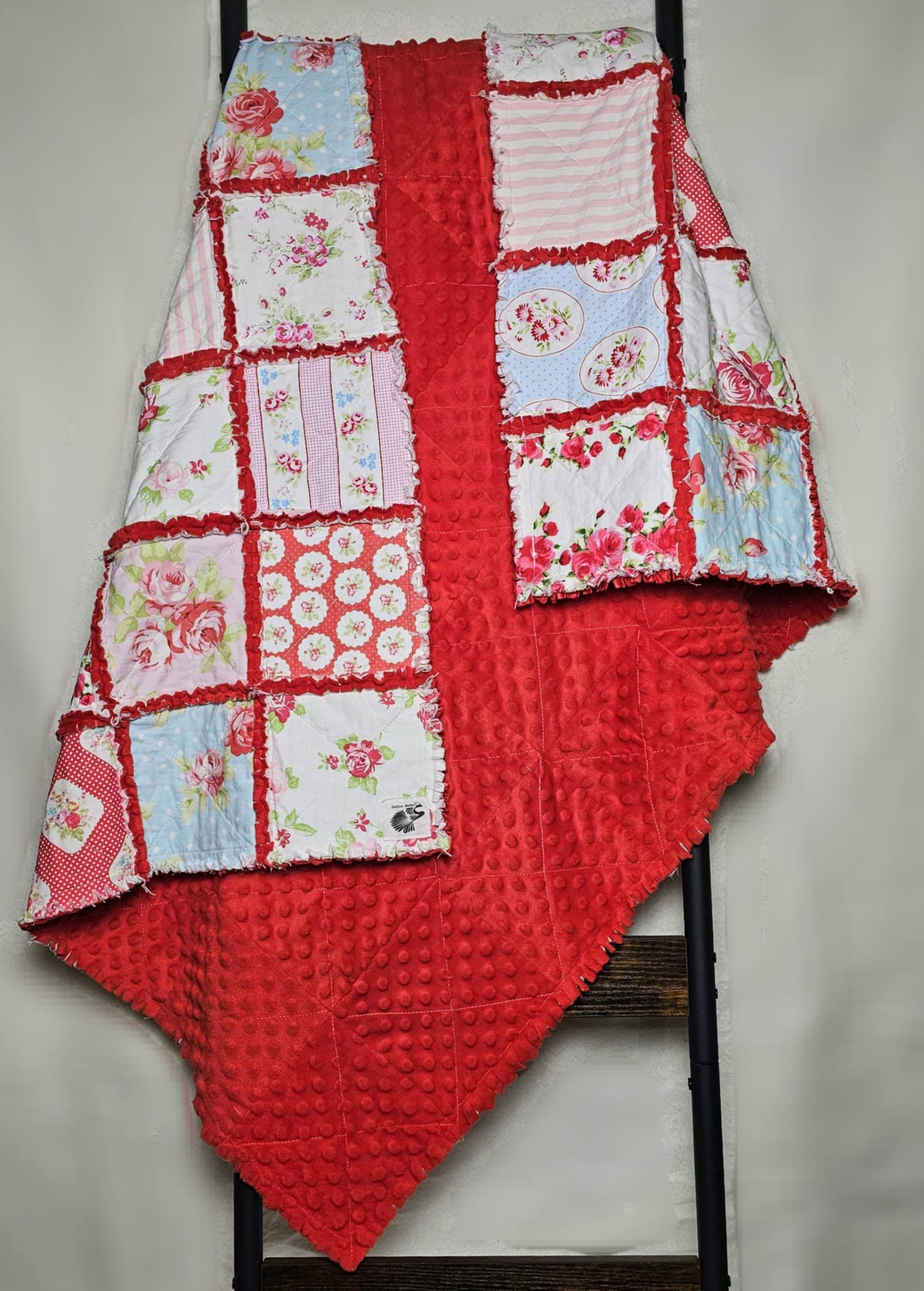 Handmade Quilt, Baby Shower Gift, Shabby Chic Quilt, Crib Quilt, Rag Quilt, Floral Quilt, Lovey Blanket, Patchwork Quilt, Toddler Quilt