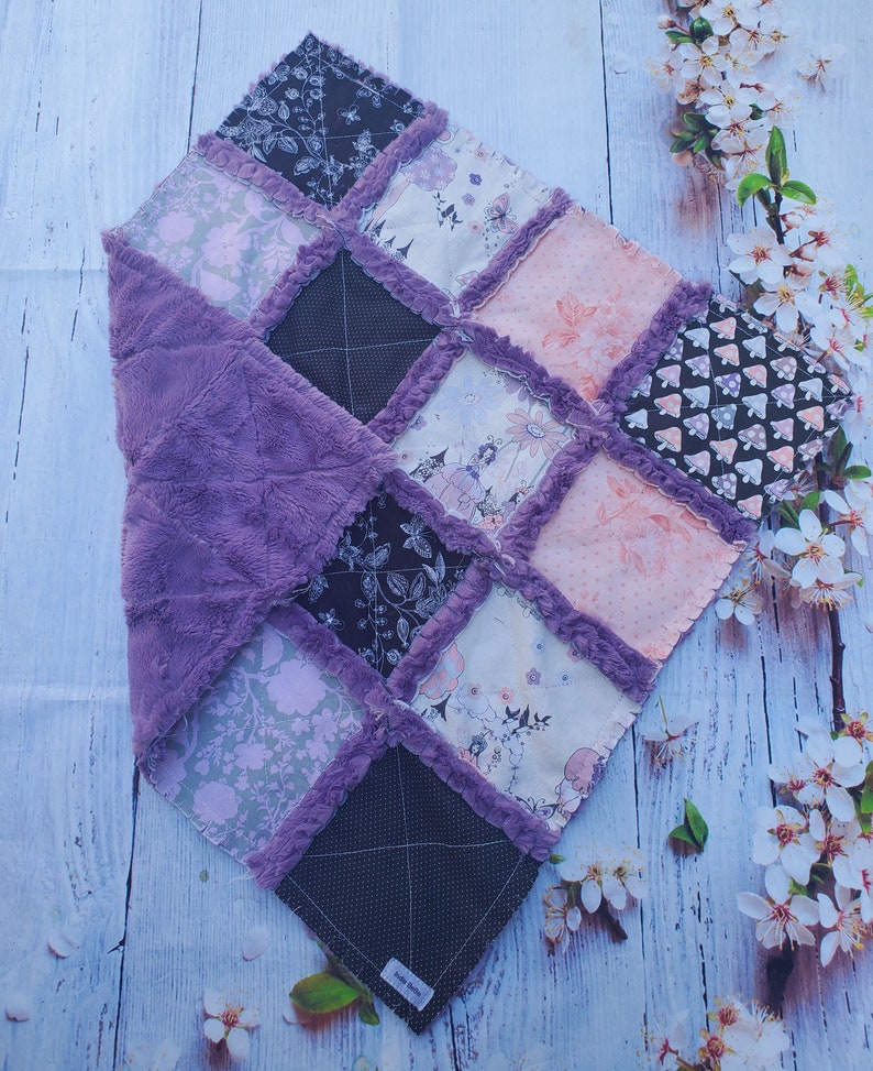 Handmade Quilt, Baby Shower Gift, Rag Quilt Baby, Sprites of Tillbrook, Alexander Henry, Patchwork Quilt, Crib Quilt, Boho Quilt, Baby Quilt