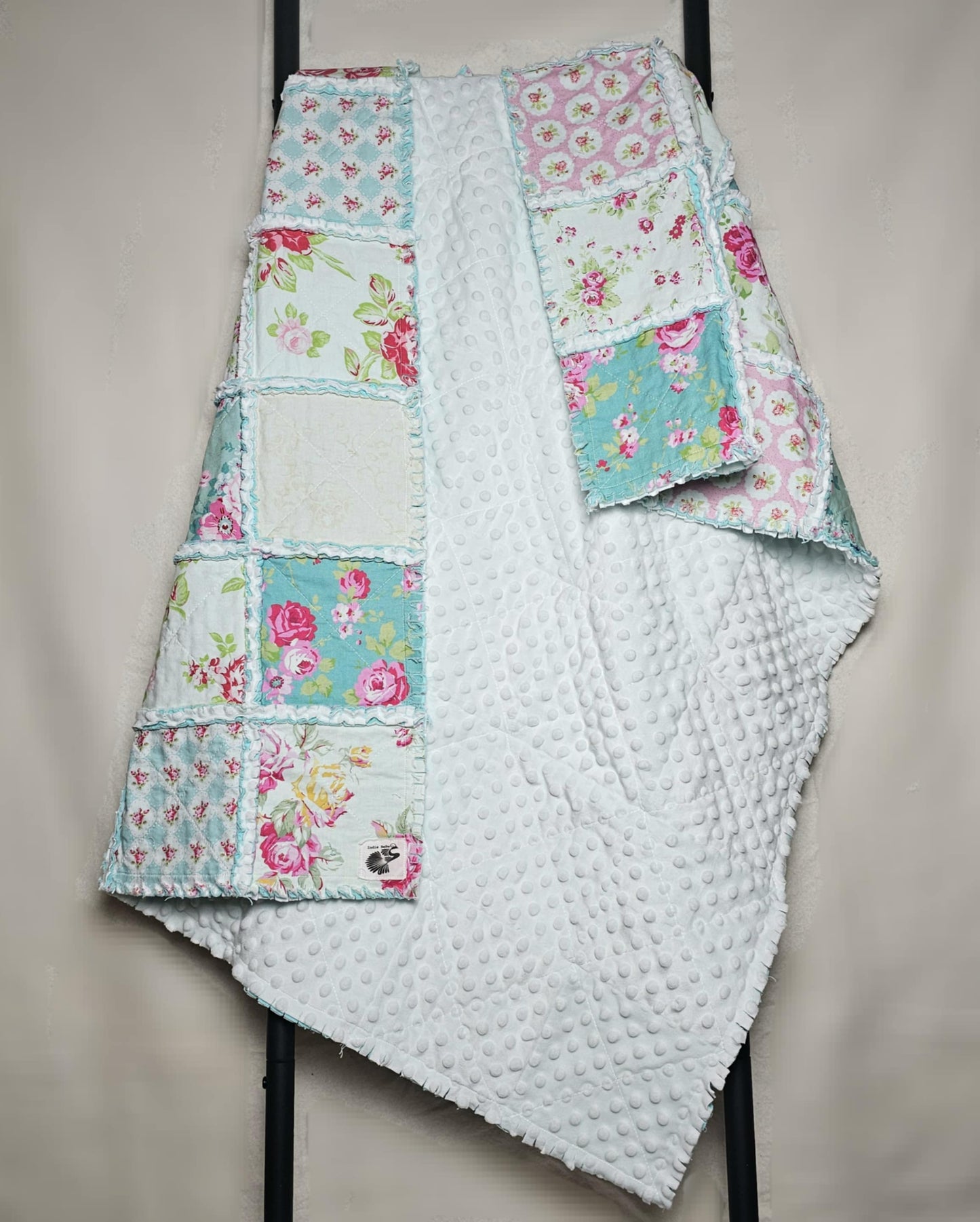 Handmade Quilt, Baby Shower Gift, Shabby Chic Quilt, Crib Quilt, Rag Quilt, Floral Quilt, Lovey Blanket, Patchwork Quilt, Toddler Quilt