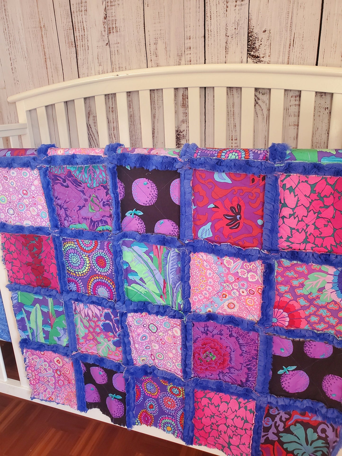 Patchwork Crib Quilt, Handmade Quilt, Floral Quilt, , Baby Quilt, Security Blanket, Boho Quilt, Kaffe Fasset, Baby Shower Gift