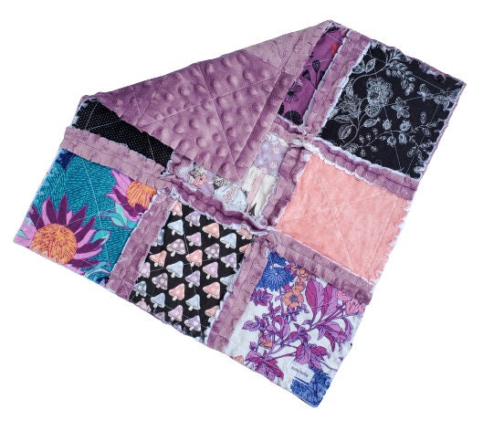 Handmade Quilt, Lovey Blanket, Alexander Henry Sprites of Tillbrook, Minky Rag Quilt, Baby Blanket Lovey, Fairy Blanket, baby Shower Gift