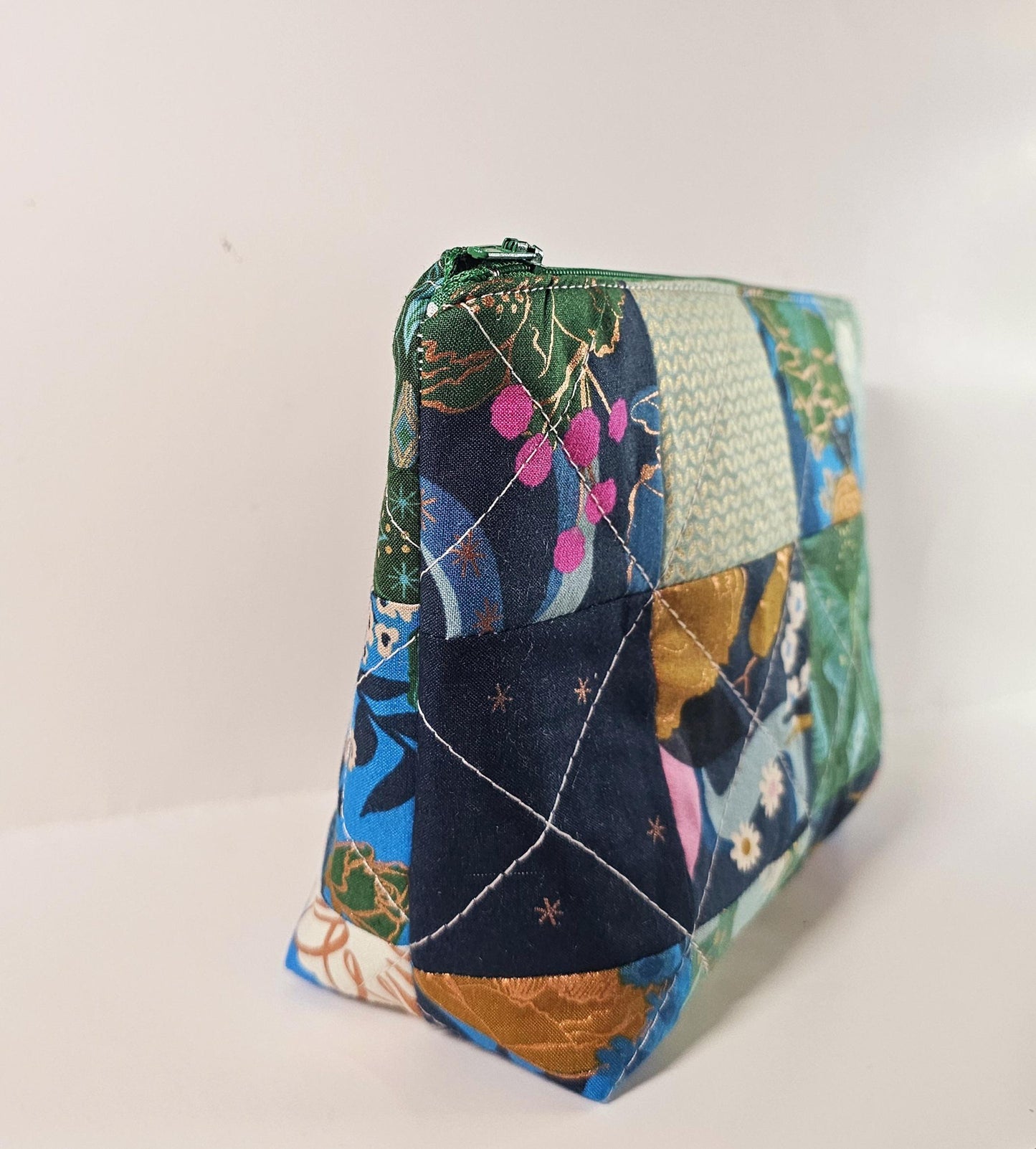 Patchwork Zippered Pouch, Cosmetic Bag, Toiletry Bag, Gifts for Her, Unique Gift, Ruby Star Society, Handmade Quilted Pouch, Christmas Gift