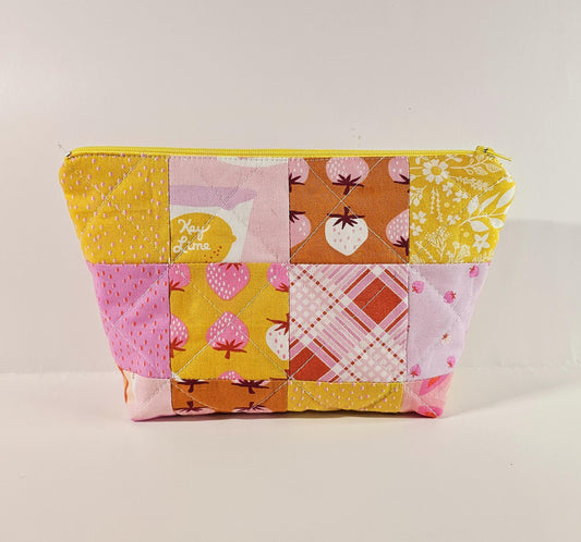 Patchwork Zippered Pouch, Cosmetic Bag, Toiletry Bag, Gifts for Her, Unique Gift, Ruby Star Society, Handmade Quilted Pouch, Christmas Gift
