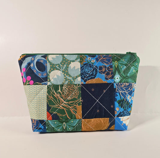Patchwork Zippered Pouch, Cosmetic Bag, Toiletry Bag, Gifts for Her, Unique Gift, Ruby Star Society, Handmade Quilted Pouch, Christmas Gift