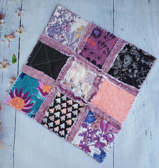 Handmade Quilt, Lovey Blanket, Alexander Henry Sprites of Tillbrook, Minky Rag Quilt, Baby Blanket Lovey, Fairy Blanket, baby Shower Gift