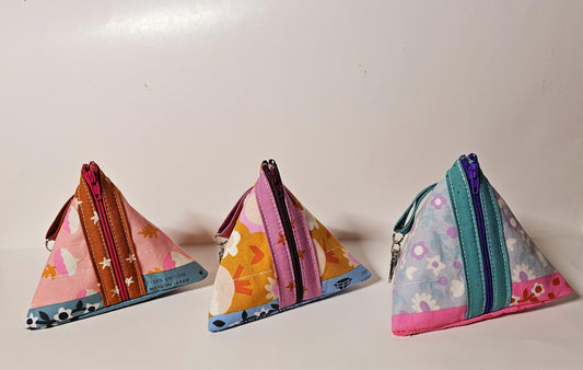 Pyramid Zippered Pouch, Coin Purse, Gifts for Her, Unique Gift, Ruby Star Society, Quilted Pouch, Christmas Gift, Stocking Stuffers, Floral