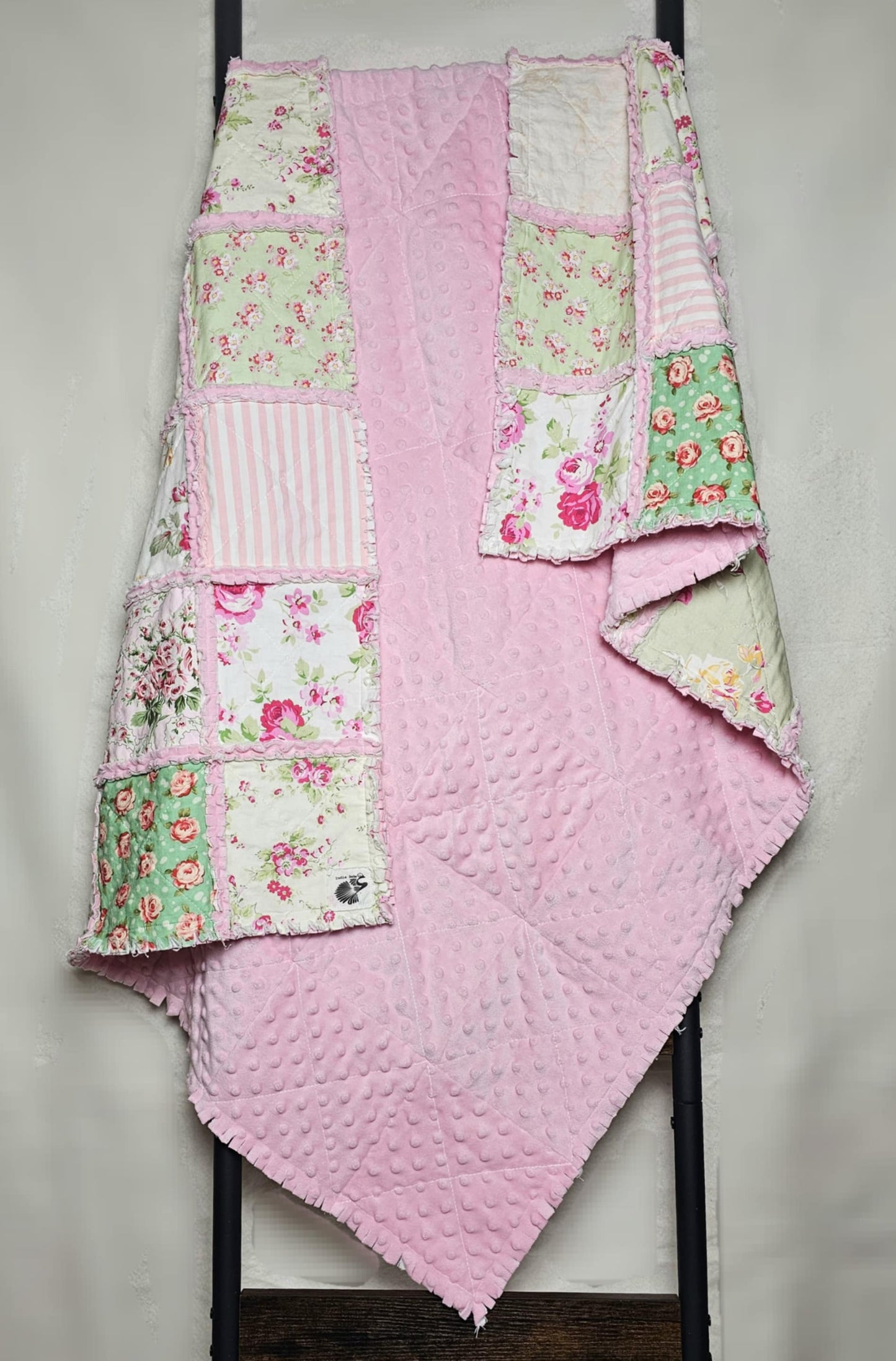 Handmade Quilt, Baby Shower Gift, Shabby Chic Quilt, Crib Quilt, Rag Quilt, Floral Quilt, Lovey Blanket, Patchwork Quilt, Toddler Quilt