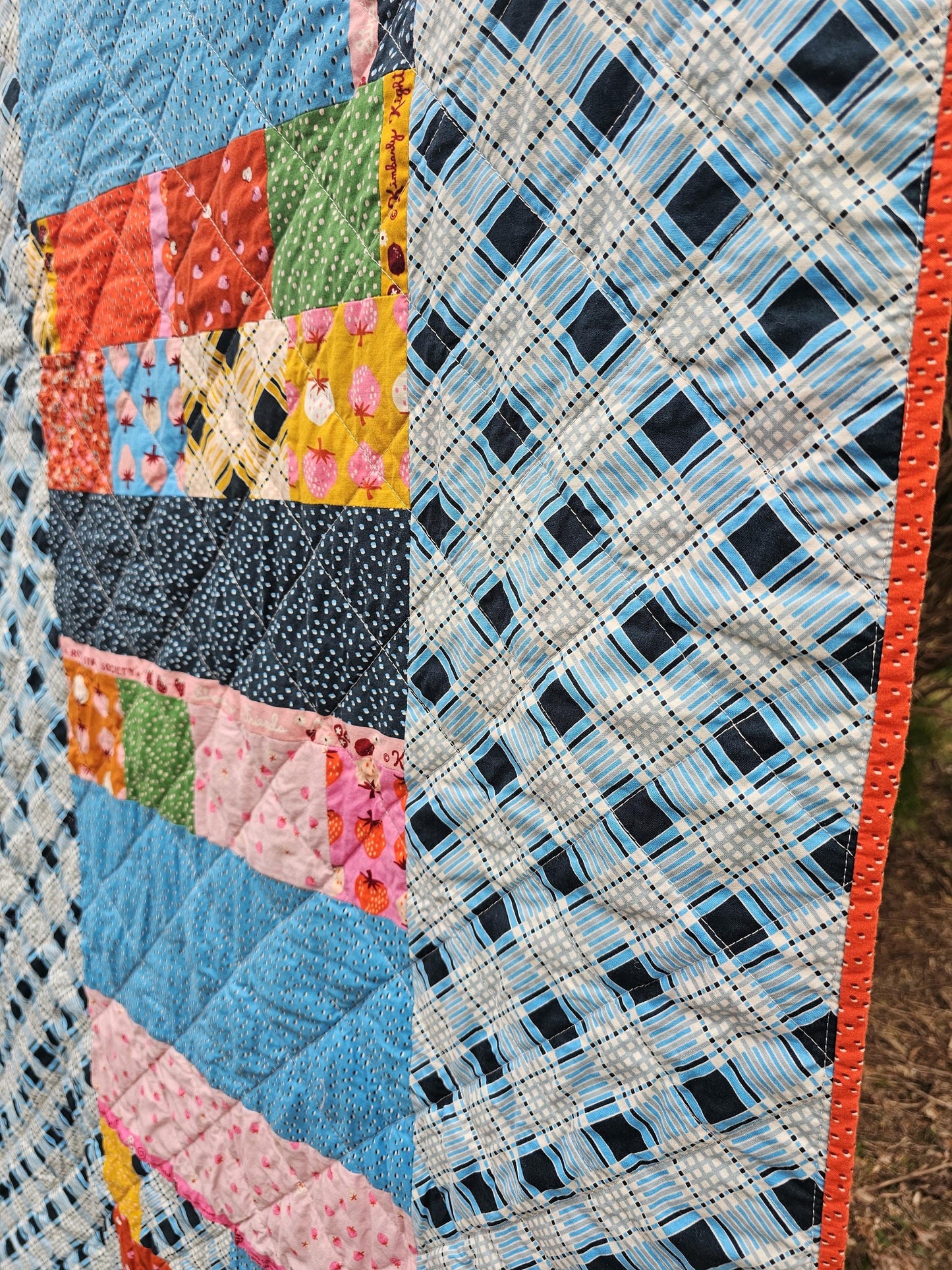 Handmade Quilt, Ruby Star Society Quilt, Throw Quilt, Lap Quilt, Patchwork Quilt, Dorm Room Quilt, Handmade Gift for Girls, Strawberry Gift