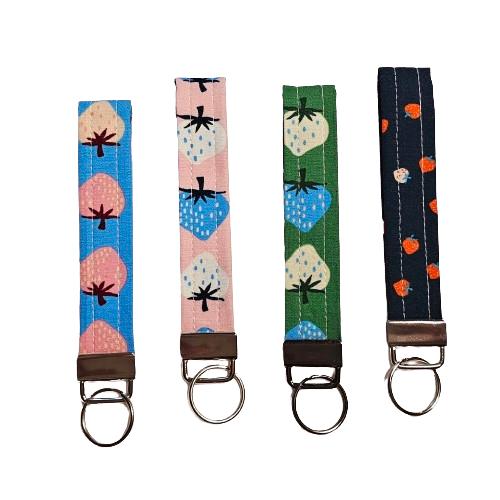 Key Fob Keychain, Keychain Wristlet, Ruby Star Society, Key Wristlet,  Fabric Keychain, Strawberry Keyfob, Wristlet Keychain, Gift for Her