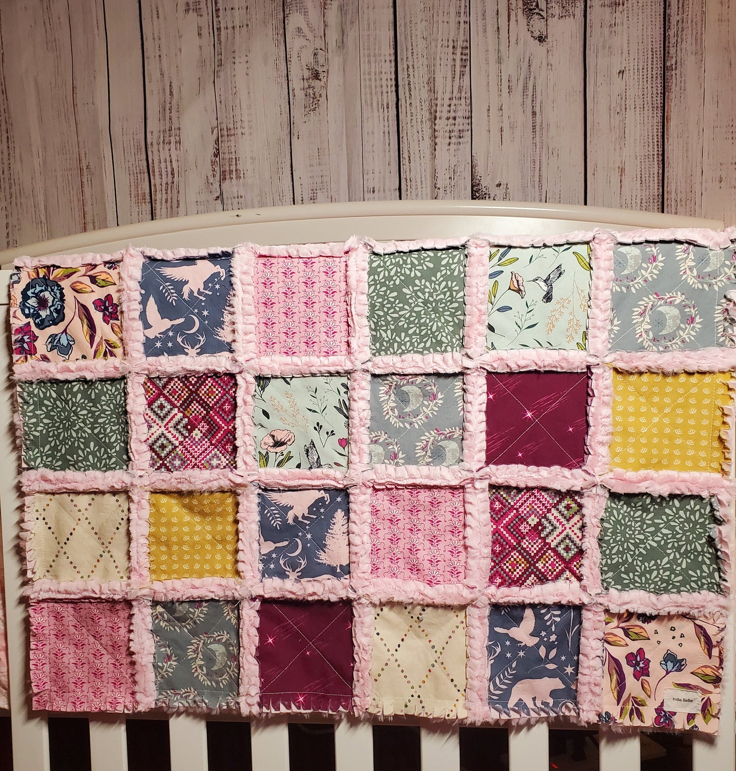 Handmade Quilt, Patchwork Quilt, Unicorn Quilt, Boho Quilt, Floral Quilt, Crib Quilt, Witchy Gifts, Baby Shower Gift, Lovey Blanket, Rag