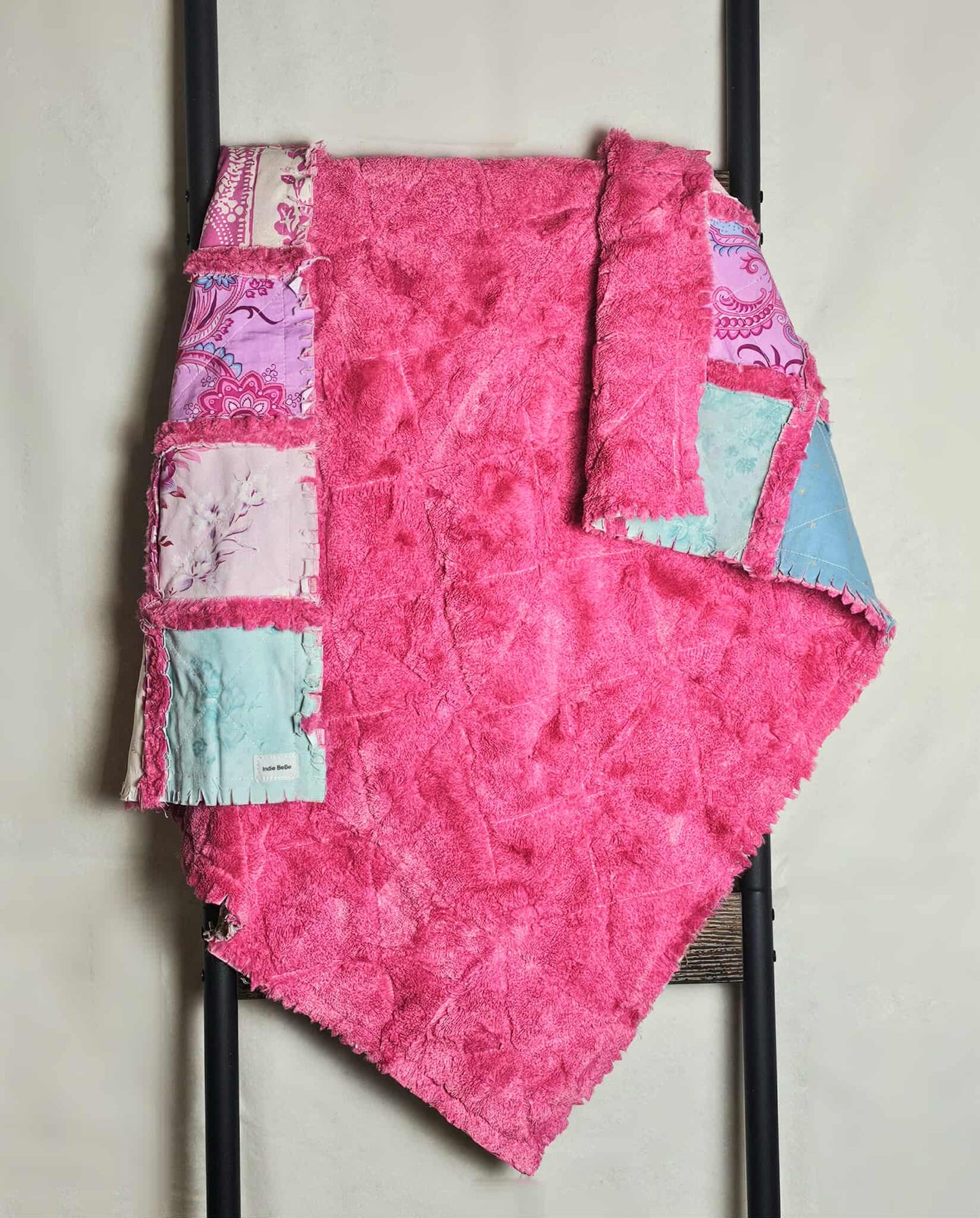 Patchwork Quilt, Handmade Quilt, Minky Rag Quilt, Floral, Baby Bedding, Baby Quilt, Boho Quilt, Mini Crib Quilt, Crib Quilt, Lovey Blanket