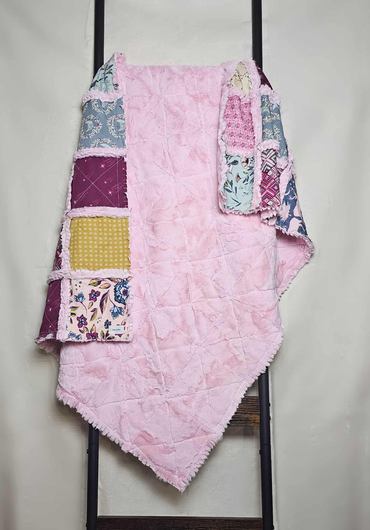Handmade Quilt, Patchwork Quilt, Unicorn Quilt, Boho Quilt, Floral Quilt, Crib Quilt, Witchy Gifts, Baby Shower Gift, Lovey Blanket, Rag