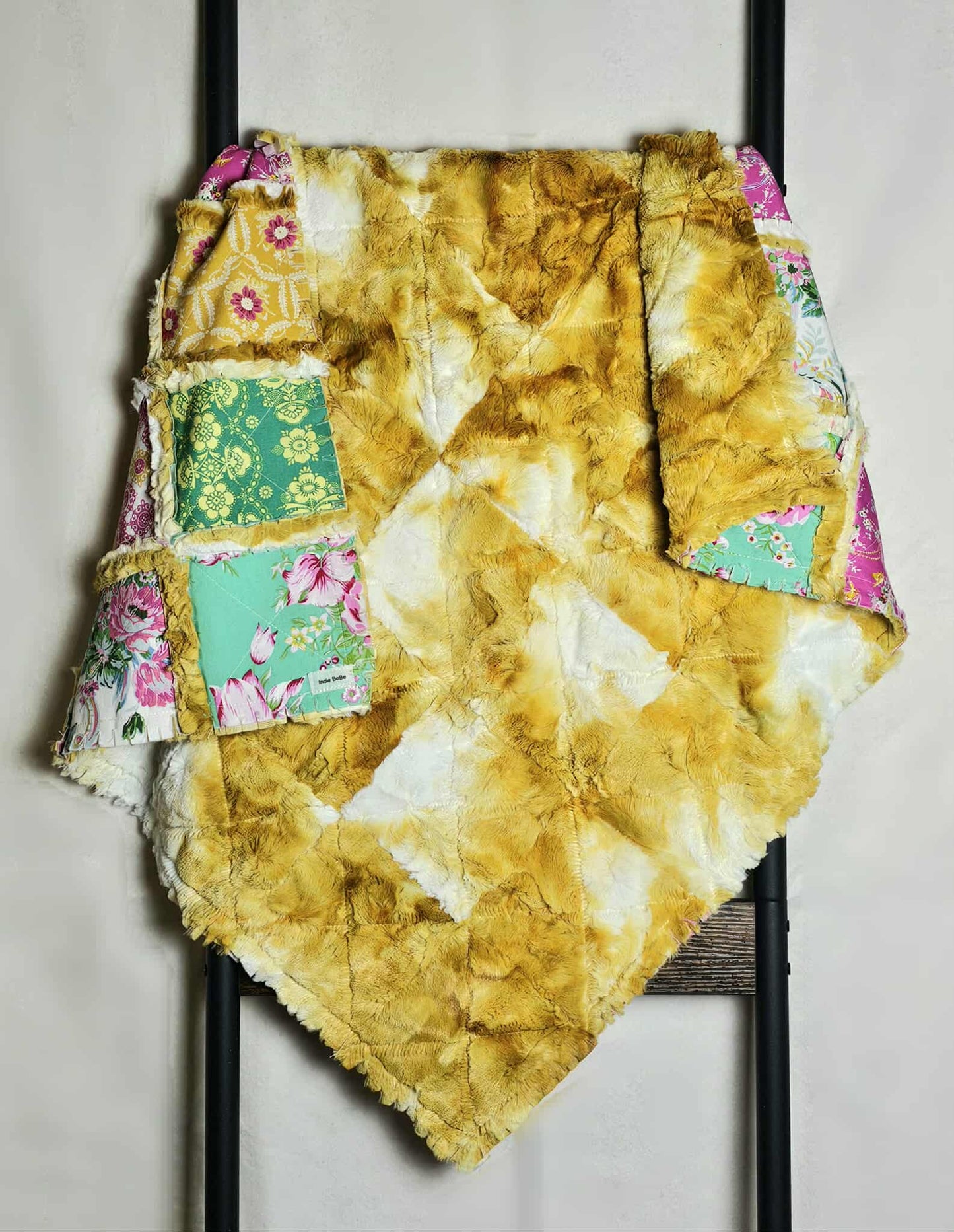 Patchwork Quilt, Handmade Quilt, Minky Rag Quilt, Floral, Baby Bedding, Baby Quilt, Boho Quilt, Mini Crib Quilt, Crib Quilt, Lovey Blanket