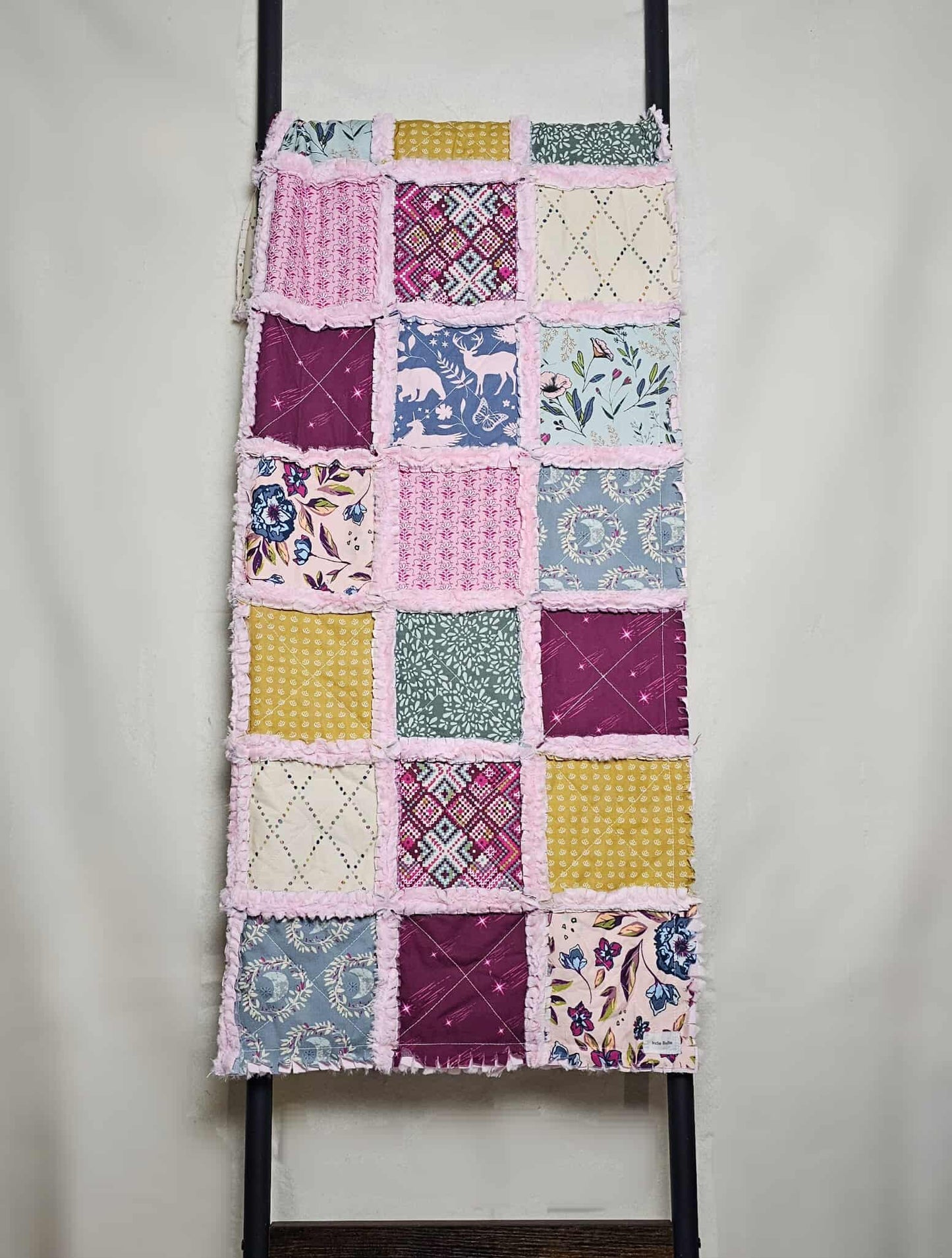 Handmade Quilt, Patchwork Quilt, Unicorn Quilt, Boho Quilt, Floral Quilt, Crib Quilt, Witchy Gifts, Baby Shower Gift, Lovey Blanket, Rag