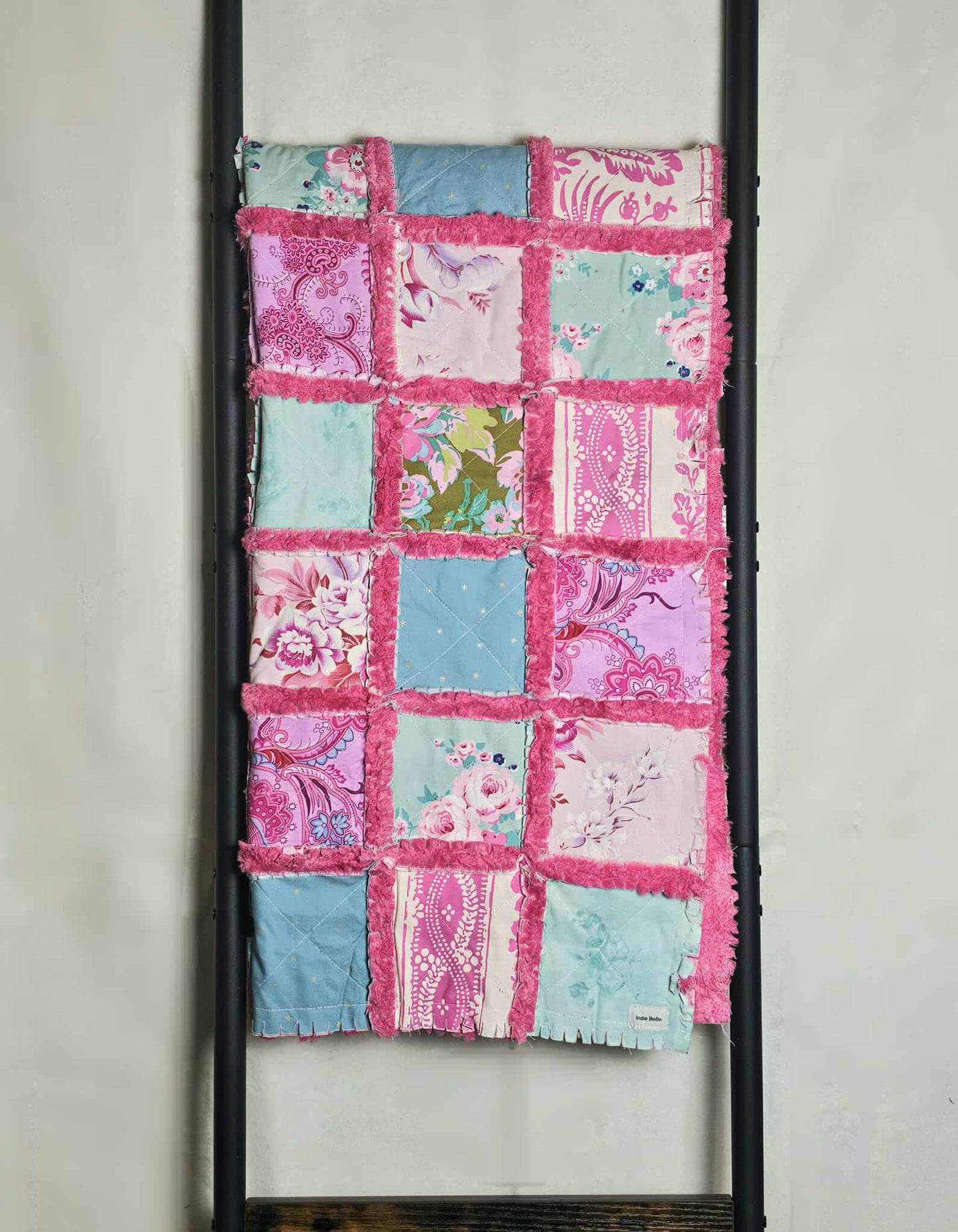 Patchwork Quilt, Handmade Quilt, Minky Rag Quilt, Floral, Baby Bedding, Baby Quilt, Boho Quilt, Mini Crib Quilt, Crib Quilt, Lovey Blanket