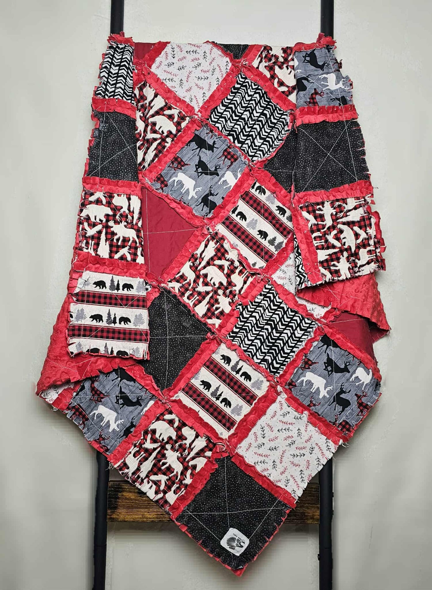 Forest Animals, Modern Baby Crib Bedding Minky Rag Quilt, Baby Bedding, Crib Bedding, Minky Blanket, Nursery Bedding