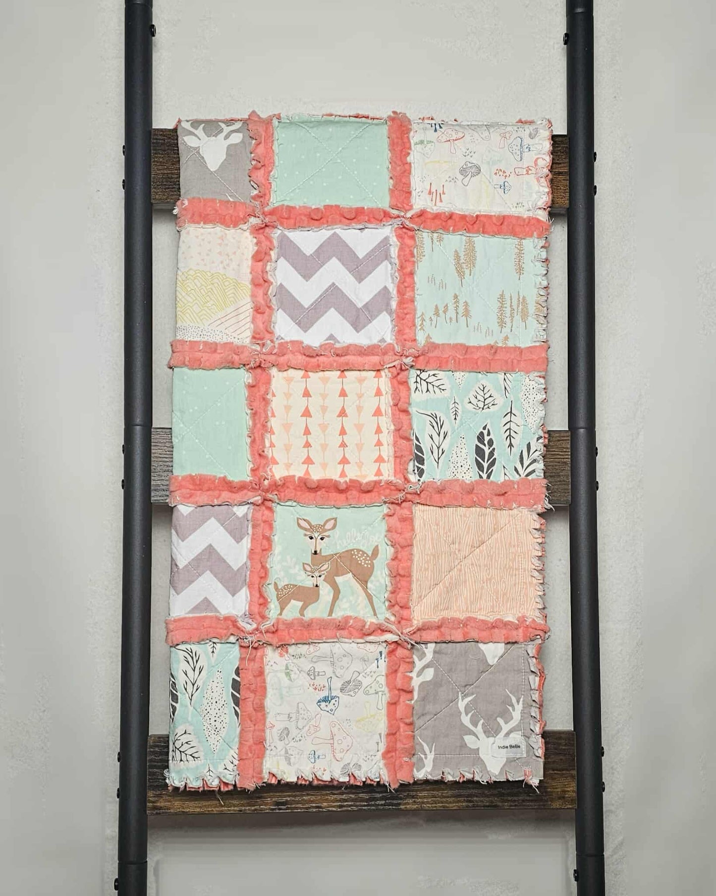 Handmade Quilt, Woodland Animals, Baby Shower Gift, Baby Quilt, Security Blanket, Crib Quilt, Baby Lovey, Rag Quilt, Gender Neutral Quilt