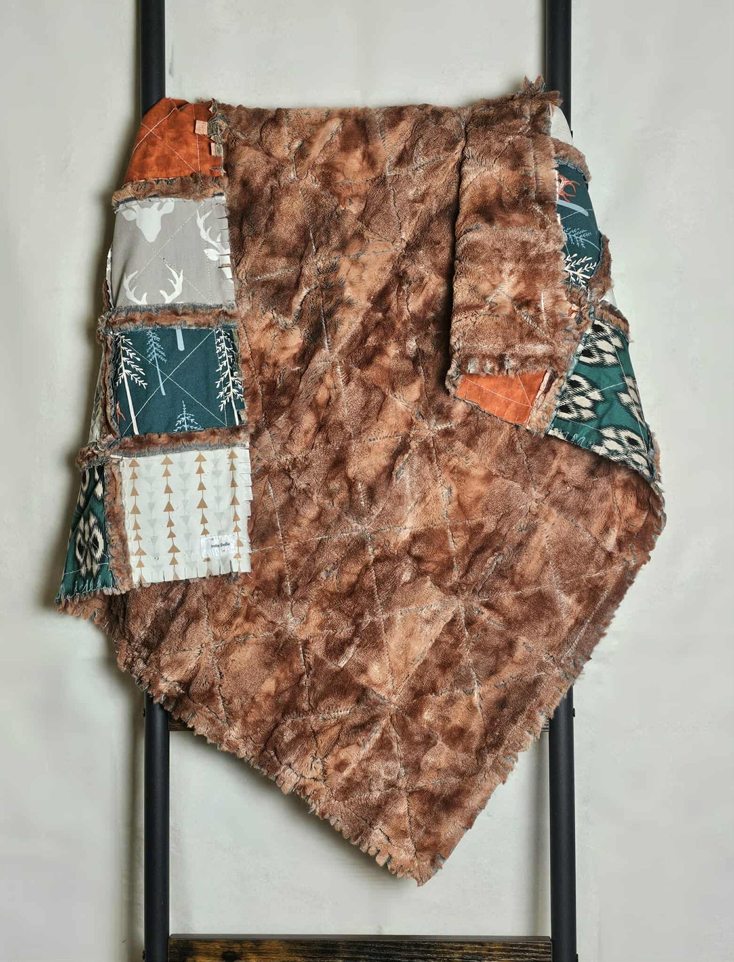 Patchwork Crib Quilt, Crib Bedding, Minky Rag Quilt, Woodland Animals Quilt, Baby Boy Quilt, Crib Bedding, Minky Blanket, Nursery Bedding
