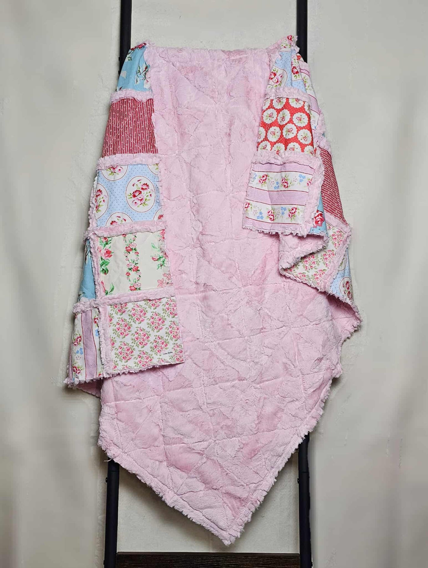 Handmade Quilt for Sale, Crib Bedding, Shabby Chic Quilt, Floral, Baby Bedding, Crib Quilt, Crib Bedding, Minky Blanket, Nursery Bedding
