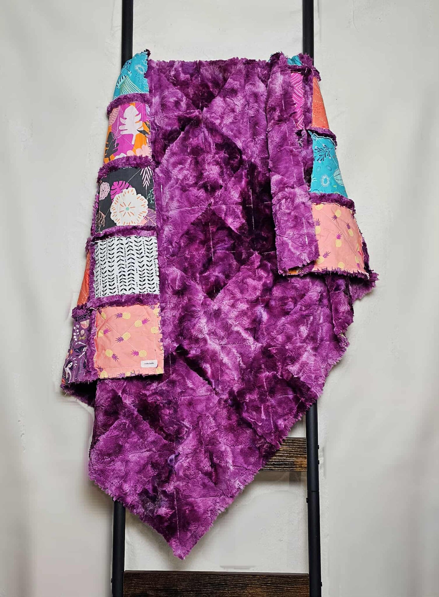 Handmade Patchwork Crib Quilt, Mermaid Quilt, Boho Rag Quilt, Floral, Sirena Mermaid, Baby Quilt, Crib Bedding, Witchy Gift, Nursery Bedding