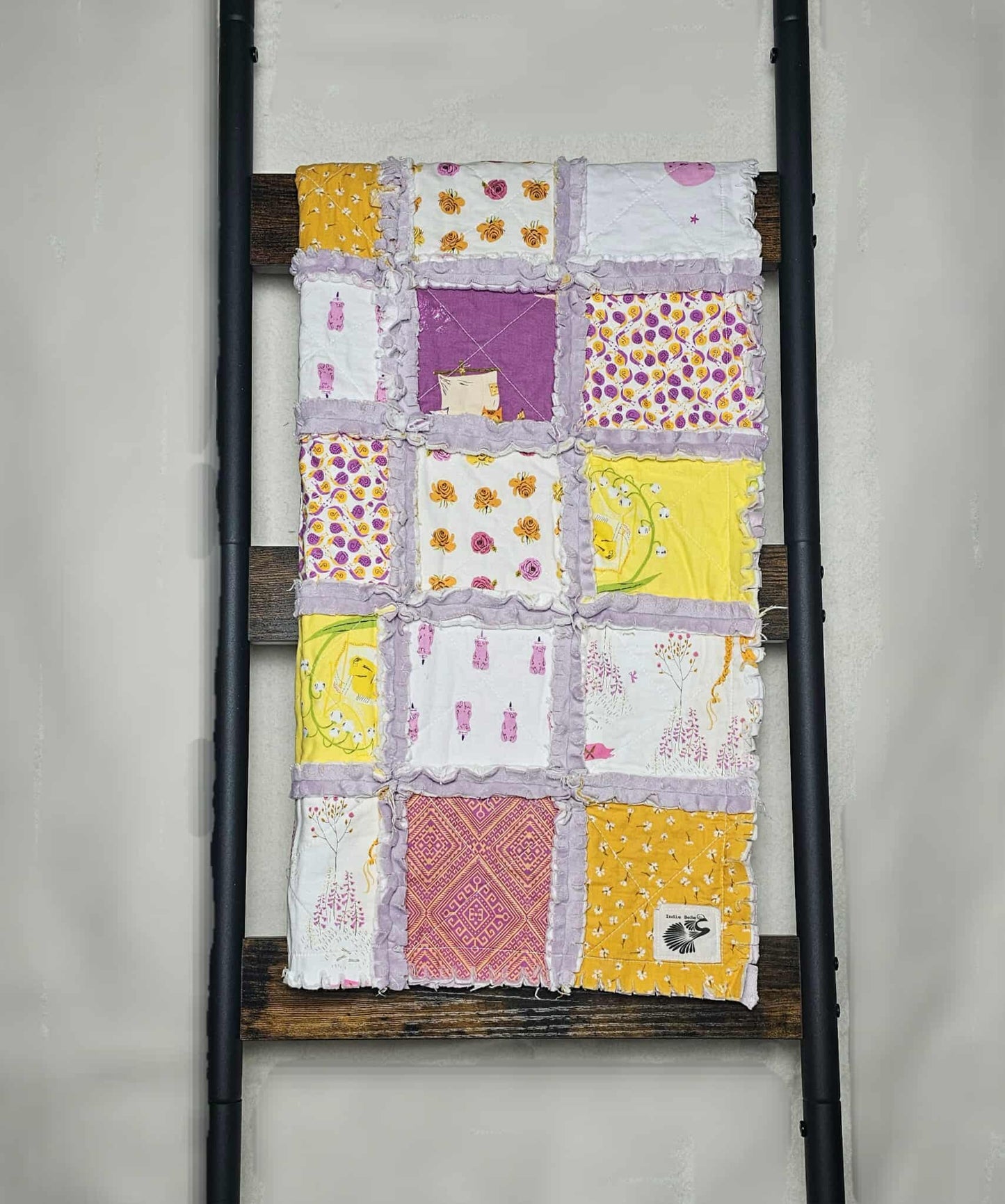 Handmade Quilt, Rag Quilt, Shower Gift, Heather Ross, Far Far Away, Crib Quilt, Princess Quilt, Nursery Rhyme Quilt, Lovey Blanket, Boho Princess