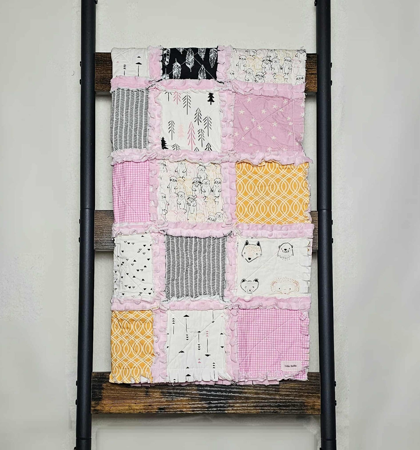 Handmade Quilt, Woodland Animals, Baby Shower Gift, Baby Quilt, Security Blanket, Crib Quilt, Baby Lovey, Rag Quilt, Gender Neutral Quilt