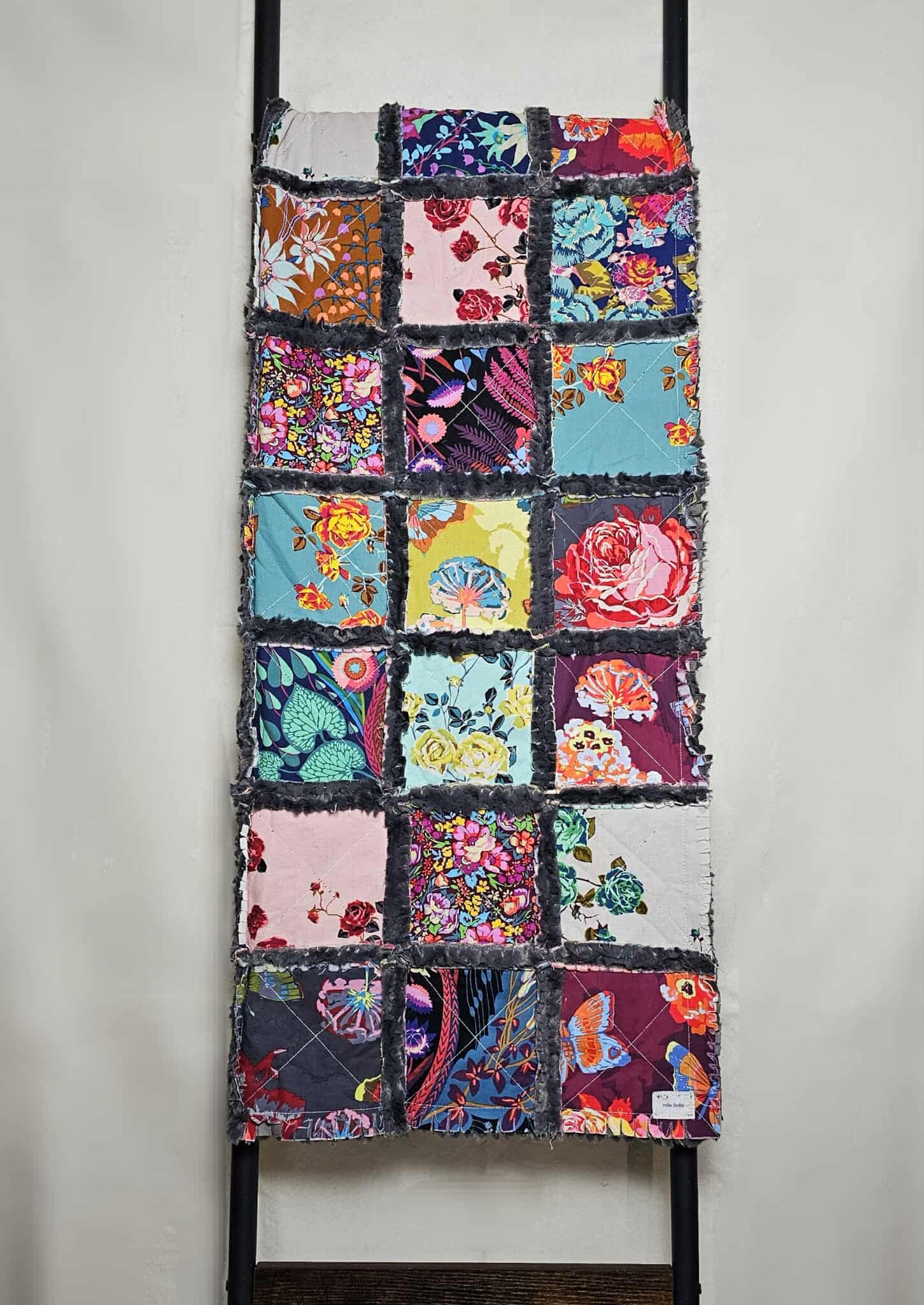 Handmade Quilt for Sale, Baby Shower Gift, Bohemian Rag Quilt, Floral Blanket, Baby Bedding, Baby Girl Quilt, Crib Quilt, Boho Baby Quilt