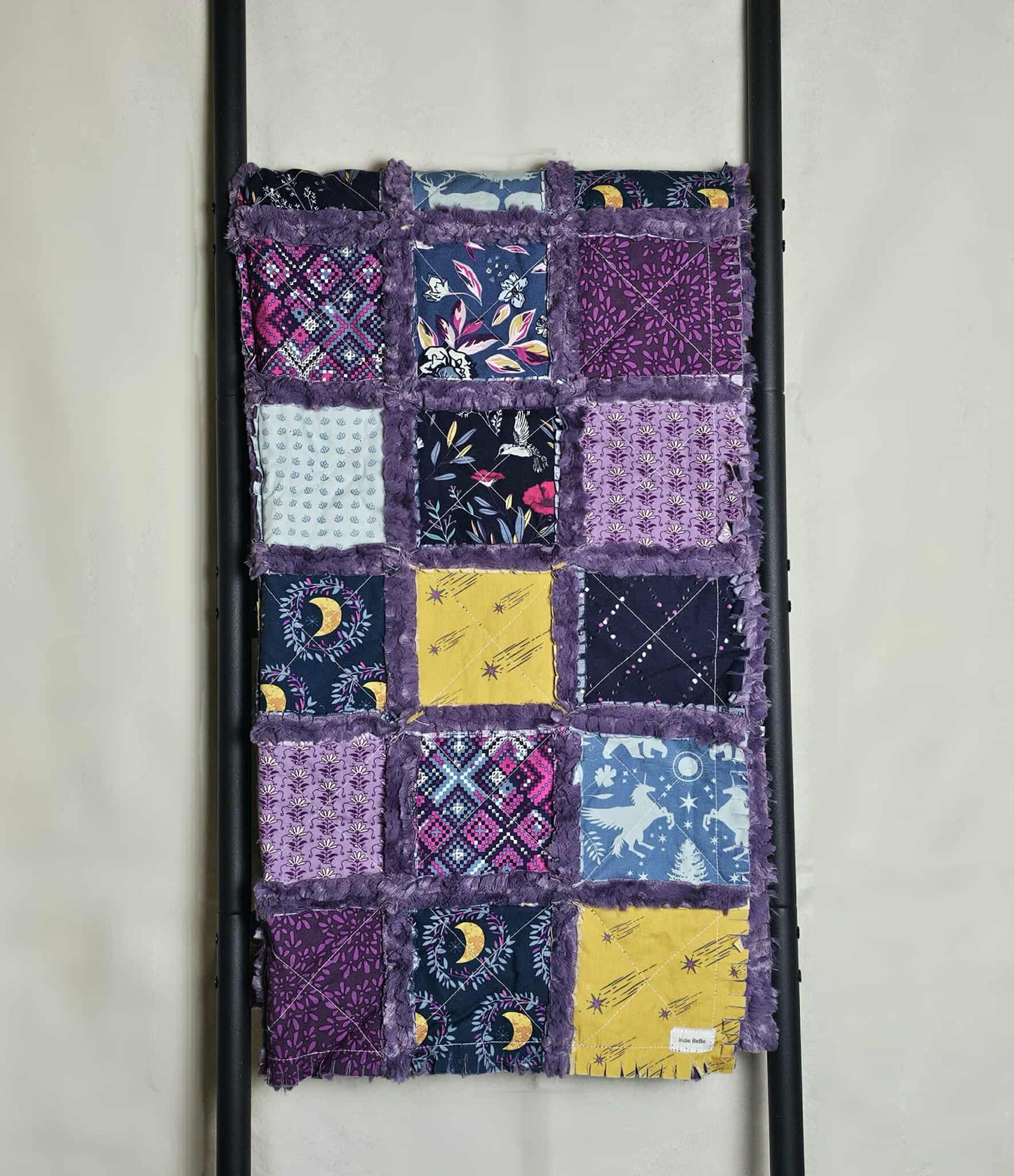 Handmade Quilt, Patchwork Quilt, Unicorn Quilt, Boho Quilt, Floral Quilt, Crib Quilt, Witchy Gifts, Baby Shower Gift, Lovey Blanket, Rag