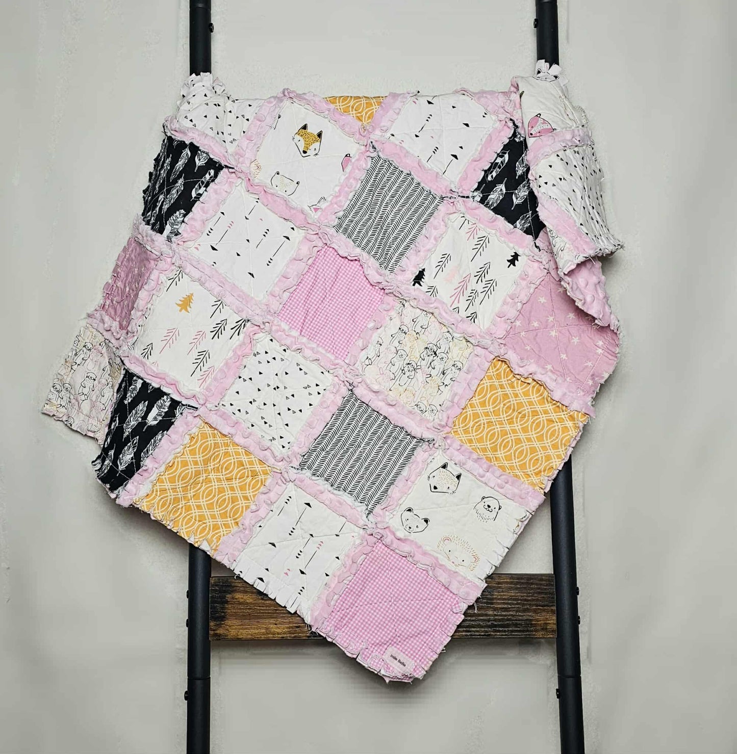 Handmade Quilt, Woodland Animals, Baby Shower Gift, Baby Quilt, Security Blanket, Crib Quilt, Baby Lovey, Rag Quilt, Gender Neutral Quilt
