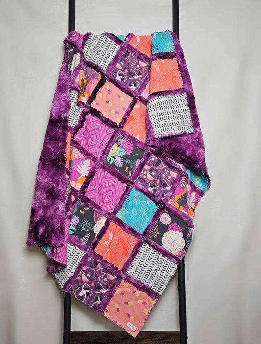 Handmade Patchwork Crib Quilt, Mermaid Quilt, Boho Rag Quilt, Floral, Sirena Mermaid, Baby Quilt, Crib Bedding, Witchy Gift, Nursery Bedding