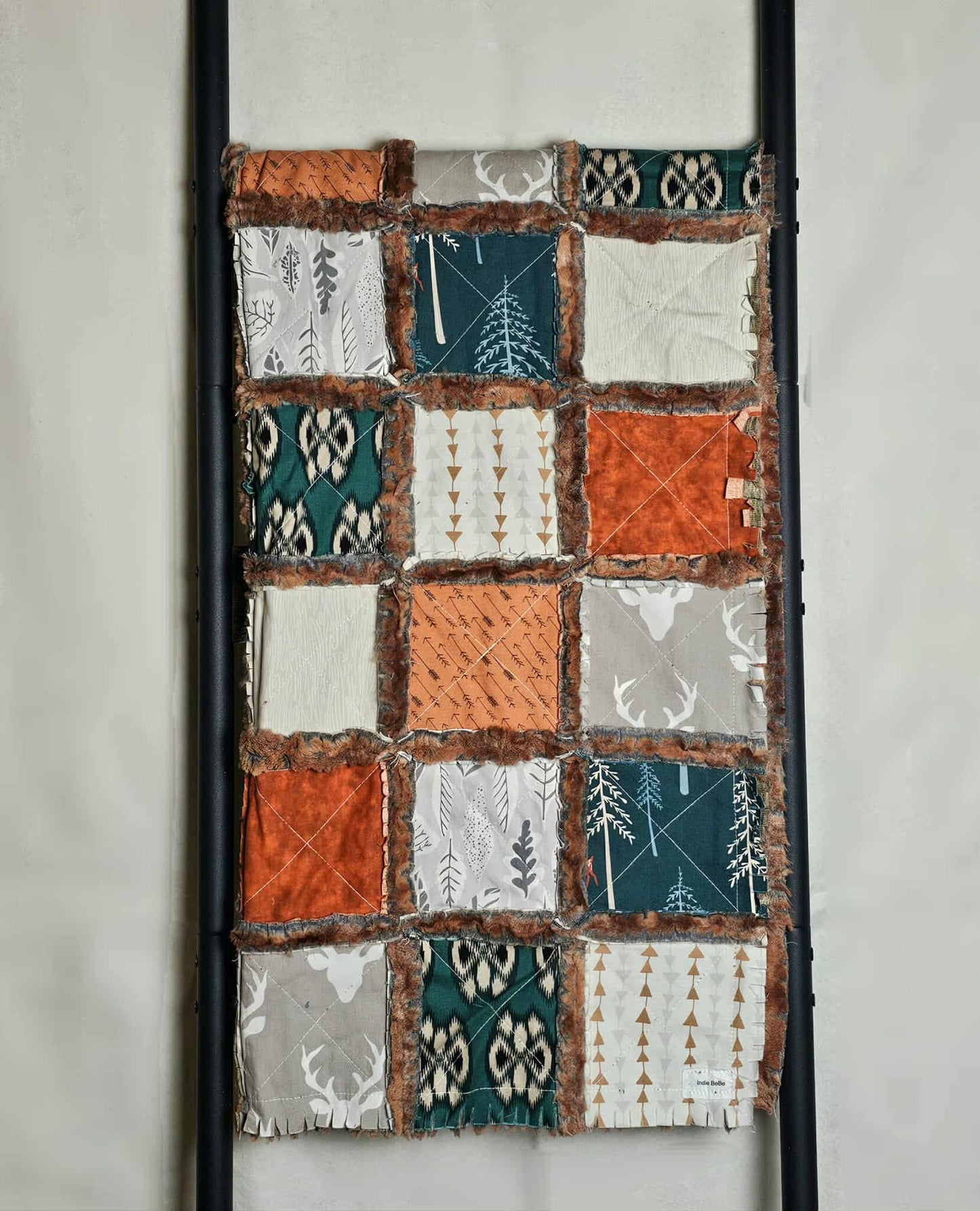 Patchwork Crib Quilt, Crib Bedding, Minky Rag Quilt, Woodland Animals Quilt, Baby Boy Quilt, Crib Bedding, Minky Blanket, Nursery Bedding