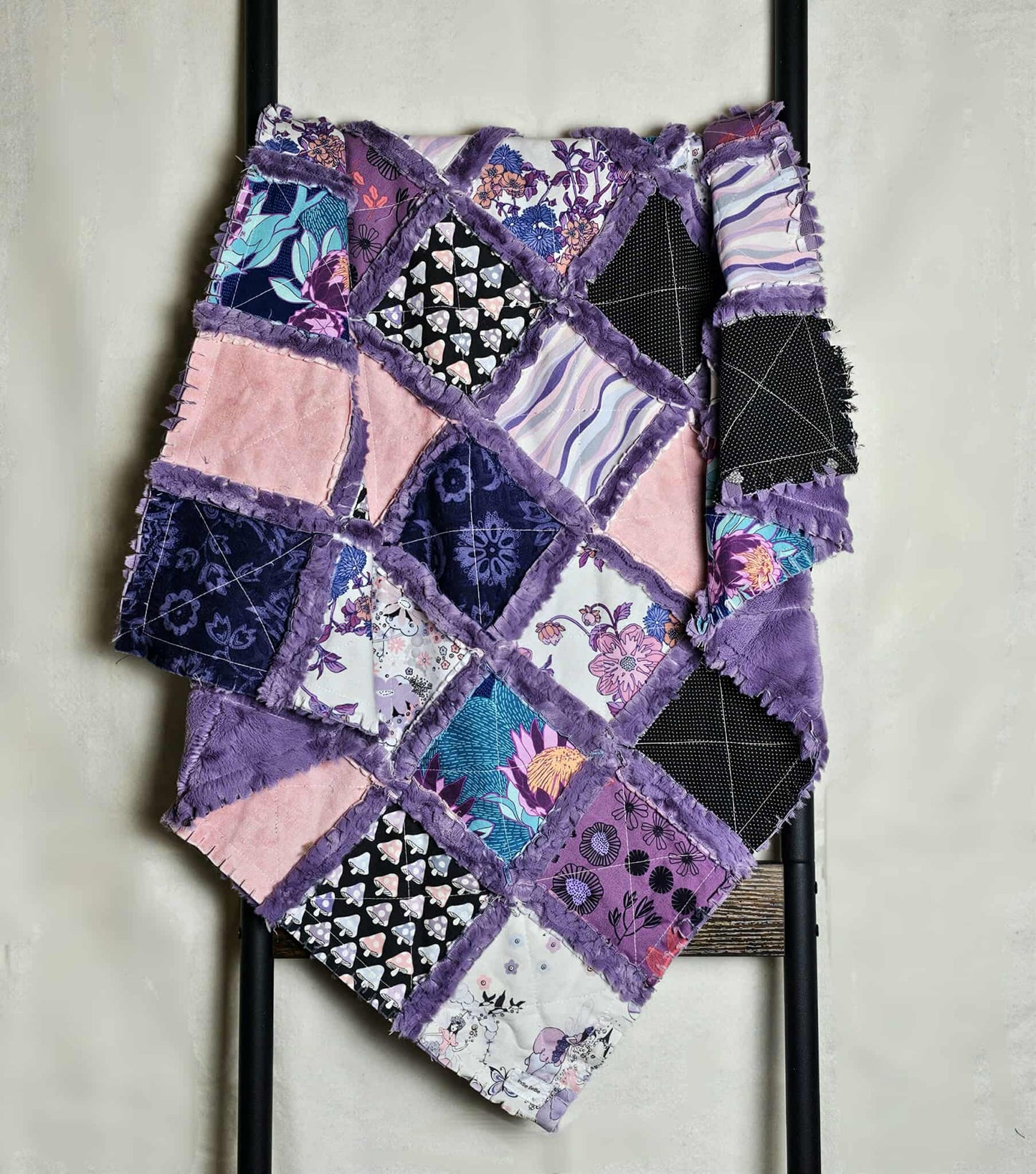 Handmade Quilt, Baby Shower Gift, Rag Quilt Baby, Sprites of Tillbrook, Alexander Henry, Patchwork Quilt, Crib Quilt, Boho Quilt, Baby Quilt