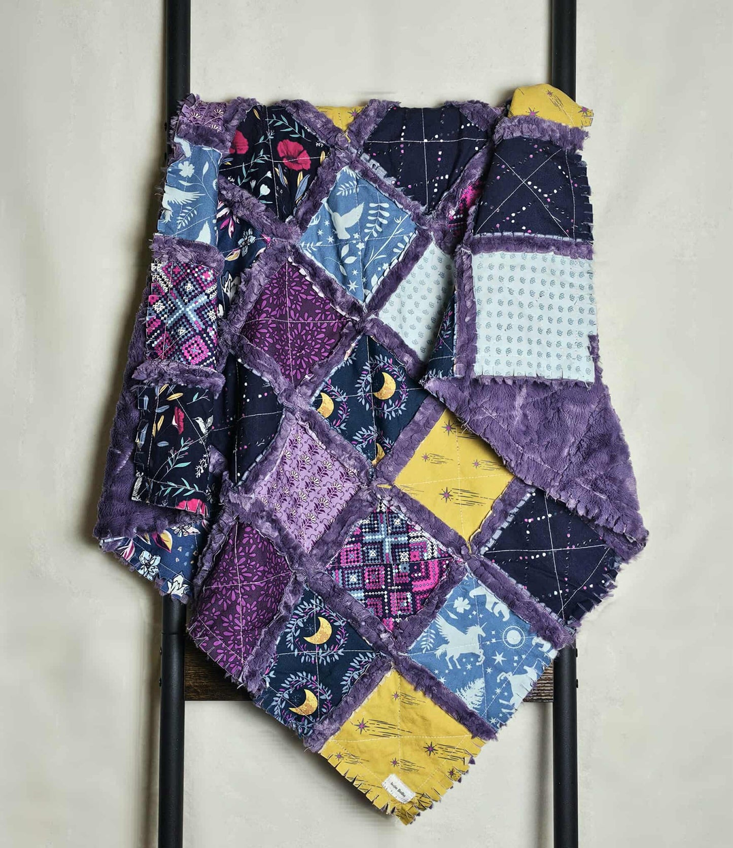 Handmade Quilt, Patchwork Quilt, Unicorn Quilt, Boho Quilt, Floral Quilt, Crib Quilt, Witchy Gifts, Baby Shower Gift, Lovey Blanket, Rag