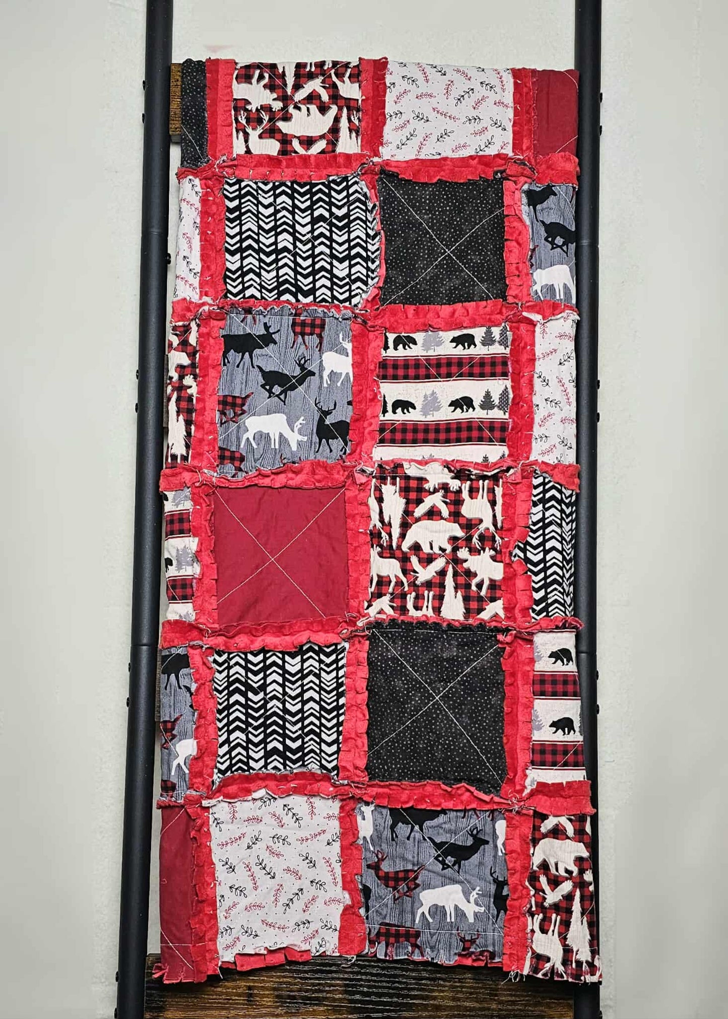 Forest Animals, Modern Baby Crib Bedding Minky Rag Quilt, Baby Bedding, Crib Bedding, Minky Blanket, Nursery Bedding