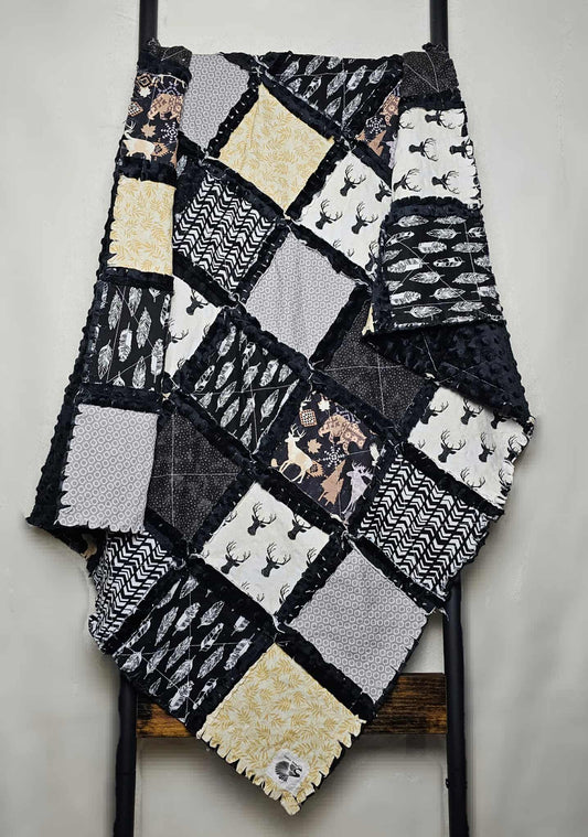 Forest Animals, Modern Baby Crib Bedding Minky Rag Quilt, Baby Bedding, Crib Bedding, Minky Blanket, Nursery Bedding